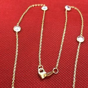 Sterling silver designer style cz by yard station chain 18 inch